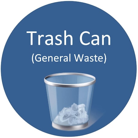 5S Supplies Trash Can General Waste 12in Diameter Non Slip Floor Sign FS-TRGENWST-12